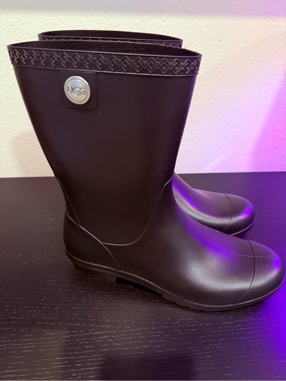 UGG Women's Black Short Rain Boots - Sleek Waterproof Style